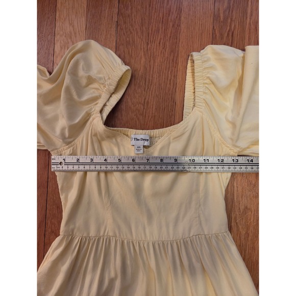 The Drop Lexi Puff-Sleeve Butter Yellow Sweetheart Neck Smock Back Dress Sz XXS - Picture 6 of 9